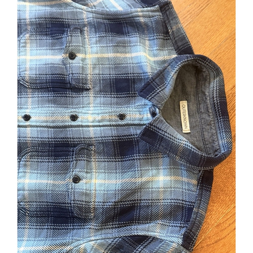 OUTERKNOWN BLANKET SHIRT - Men's Size XXL, Blue Plaid Shacket Thick Flannel